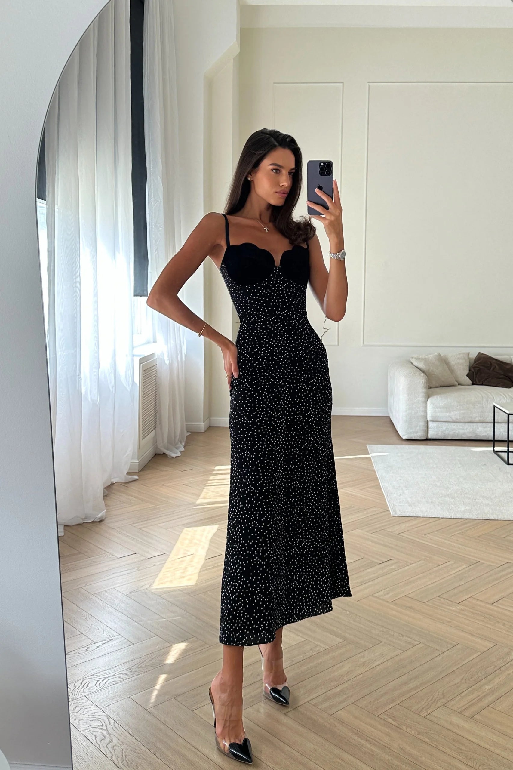 NOOR | BLACK MIDI DRESS